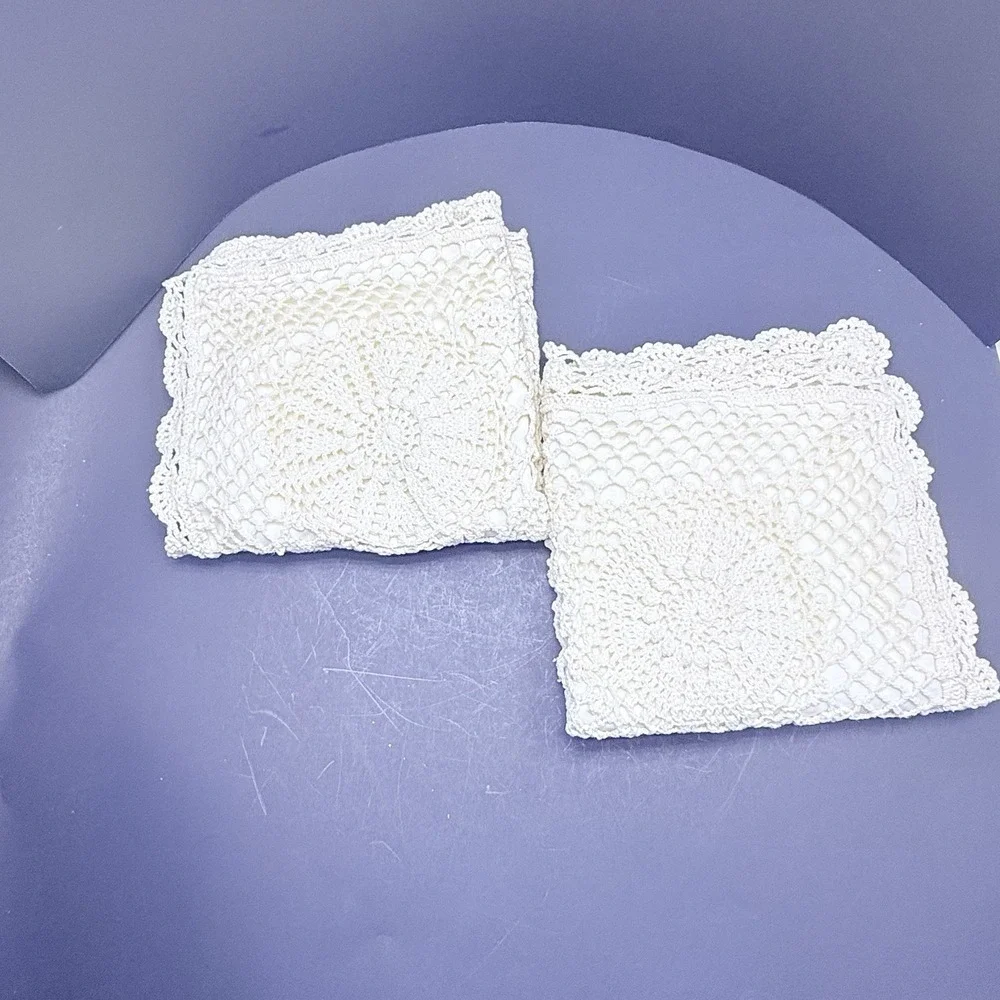 Pair Cotton Crochet Lace Lined Pillow Shams 15